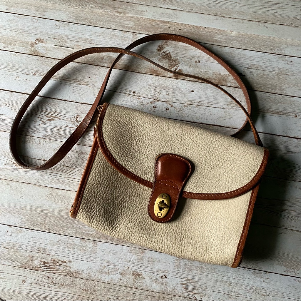 Authentic Vintage Coach 1980s White Leather Crossbody Bag